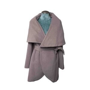Elie Tahari Belted Wrap Coat Brown Size M Shawl Collar Wool Alpaca Blend Preppy